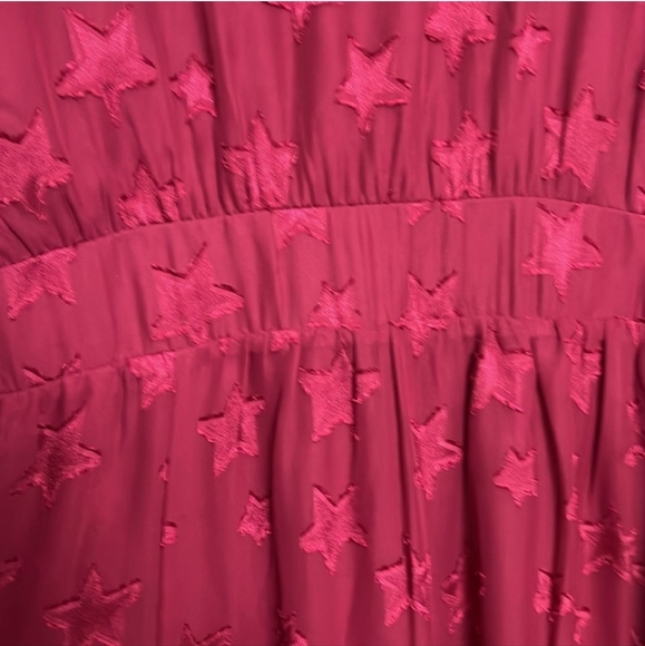 Torrid Burgundy Chiffon Clipdot Star Dress 1X (14-16) - Picture 4 of 5